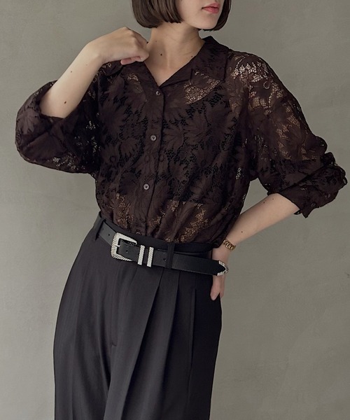 PAGEBOY(ページボーイ)の「レースカイキンシャツ(長袖)(シャツ/ブラウス・レディース・ダークブラウン/ブラック/オフホワイト/モスグリーン/レッド/ネイビー系1・FREE)」の22枚目の写真
