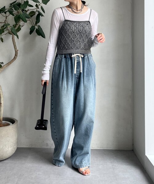 DouDou(ドゥドゥ)の「【WEB限定】ラメニットビスチェ(ニット/セーター・レディース・ゴールド/ブラック/グレー・FREE)」の19枚目の写真