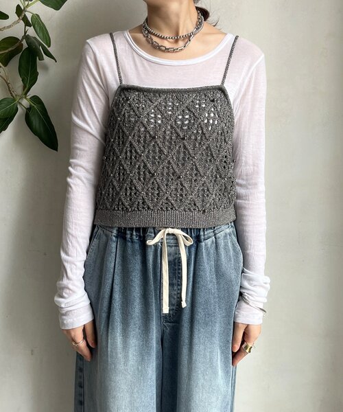 DouDou(ドゥドゥ)の「【WEB限定】ラメニットビスチェ(ニット/セーター・レディース・ゴールド/ブラック/グレー・FREE)」の11枚目の写真