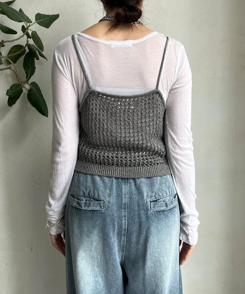 DouDou(ドゥドゥ)の「【WEB限定】ラメニットビスチェ(ニット/セーター・レディース・ゴールド/ブラック/グレー・FREE)」の9枚目の写真