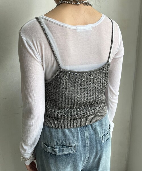 DouDou(ドゥドゥ)の「【WEB限定】ラメニットビスチェ(ニット/セーター・レディース・ゴールド/ブラック/グレー・FREE)」の8枚目の写真