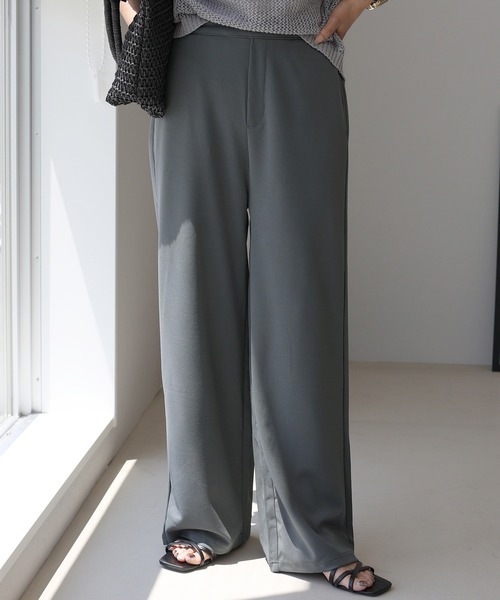 Aletta vita(アレッタビータ)の「カットジョーゼットドロストセミワイドパンツ(その他パンツ・レディース・グレー/ブラック/ダークベージュ・L/M)」の3枚目の写真