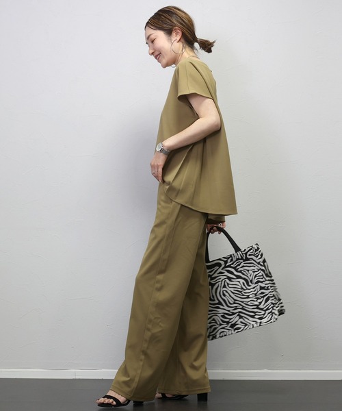 Aletta vita(アレッタビータ)の「カットジョーゼットドロストセミワイドパンツ(その他パンツ・レディース・グレー/ブラック/ダークベージュ・L/M)」の14枚目の写真