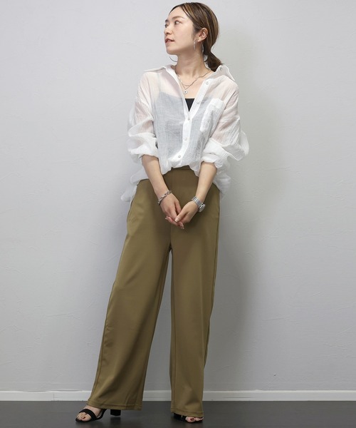 Aletta vita(アレッタビータ)の「カットジョーゼットドロストセミワイドパンツ(その他パンツ・レディース・グレー/ブラック/ダークベージュ・L/M)」の19枚目の写真
