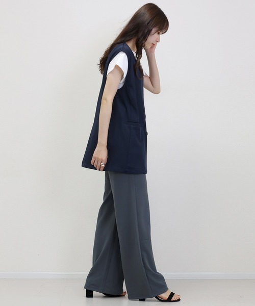 Aletta vita(アレッタビータ)の「カットジョーゼットドロストセミワイドパンツ(その他パンツ・レディース・グレー/ブラック/ダークベージュ・L/M)」の10枚目の写真