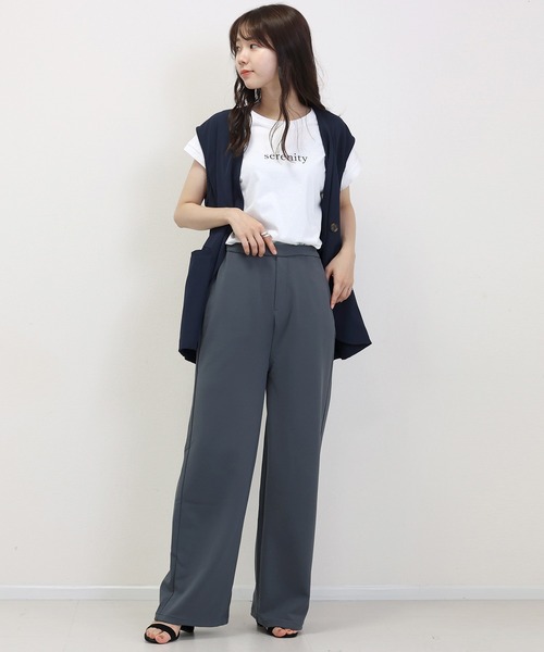 Aletta vita(アレッタビータ)の「カットジョーゼットドロストセミワイドパンツ(その他パンツ・レディース・グレー/ブラック/ダークベージュ・L/M)」の11枚目の写真