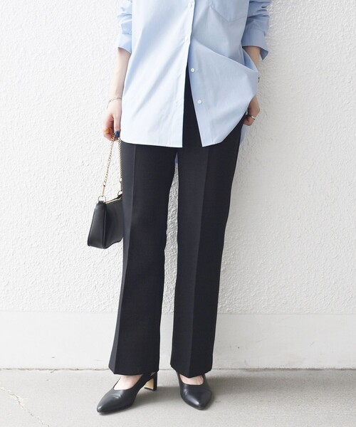 SHIPS any:〈洗濯機可能〉ダブルクロス セミフレア パンツ［NAVY BLUE］