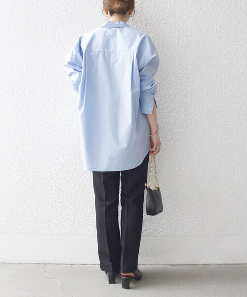 SHIPS any（シップス エニィ）の「SHIPS any:〈洗濯機可能〉ダブルクロス セミフレア パンツ［NAVY BLUE］（その他パンツ・レディース・ブラウン/ブラック・40/38/36）」の4枚目の写真