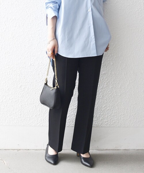 SHIPS any（シップス エニィ）の「SHIPS any:〈洗濯機可能〉ダブルクロス セミフレア パンツ［NAVY BLUE］（その他パンツ・レディース・ブラウン/ブラック・40/38/36）」の6枚目の写真