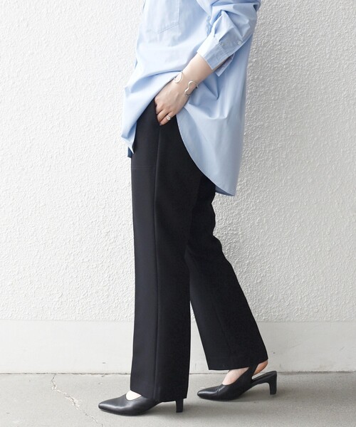 SHIPS any（シップス エニィ）の「SHIPS any:〈洗濯機可能〉ダブルクロス セミフレア パンツ［NAVY BLUE］（その他パンツ・レディース・ブラウン/ブラック・40/38/36）」の7枚目の写真