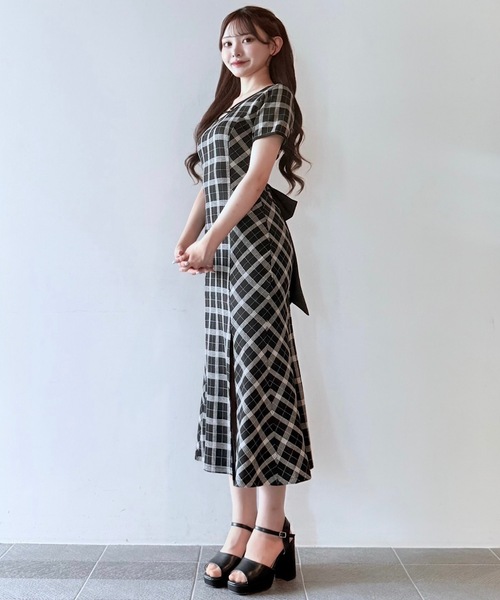 NOMAE チェックバックリボンロングワンピース NOMAE（ノーマエ）の「チェックバックリボンロングワンピース