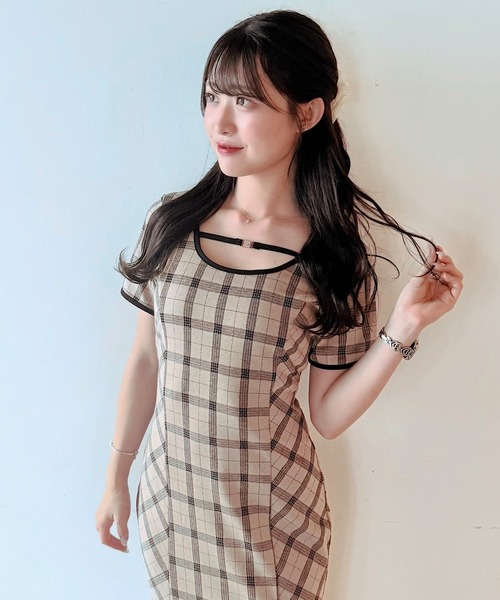 NOMAE（ノーマエ）の「チェックバックリボンロングワンピース