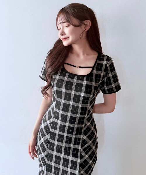 NOMAE チェックバックリボンロングワンピース NOMAE（ノーマエ）の「チェックバックリボンロングワンピース