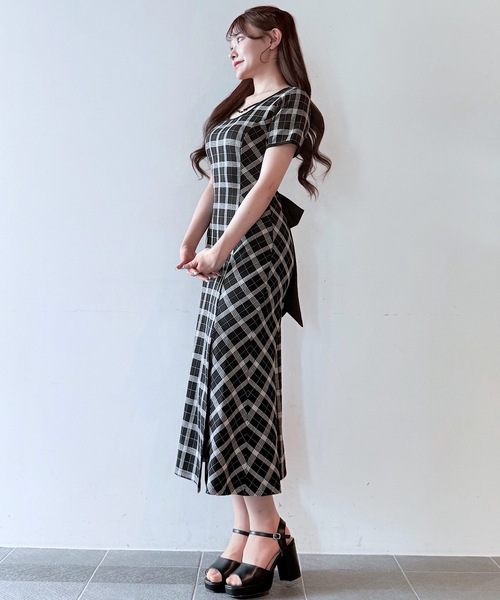 NOMAE チェックバックリボンロングワンピース NOMAE（ノーマエ）の「チェックバックリボンロングワンピース