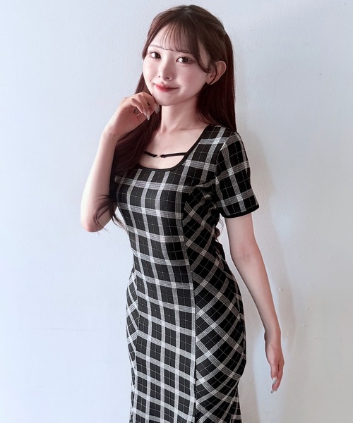 NOMAE チェックバックリボンロングワンピース NOMAE（ノーマエ）の「チェックバックリボンロングワンピース