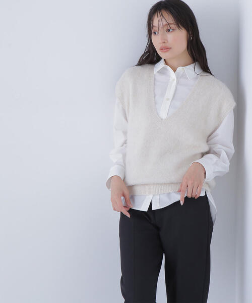 NATURAL BEAUTY BASIC(ナチュラルビューティーベーシック)の「◇ヘアリーVネックベスト(ベスト・レディース・マジェンタ/オフホワイト/グレー・FREE)」の15枚目の写真