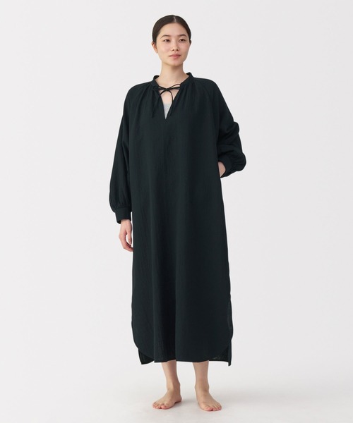 婦人 ふんわりしぼガーゼ ロングワンピース（ルームウェア/パジャマ