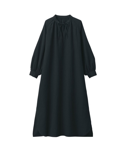 婦人 ふんわりしぼガーゼ ロングワンピース（ルームウェア/パジャマ