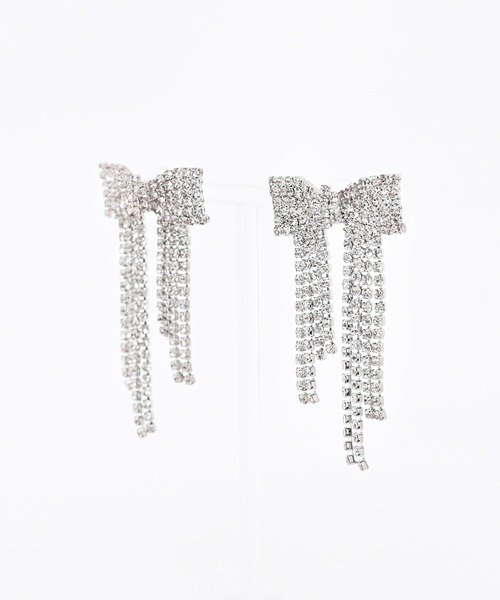 Narcissus（ナルシス）の「リボンビジューピアス　ビッグリボン　　オケージョン　パーティー（ピアス（両耳用）・レディース・シルバー・FREE）」の5枚目の写真