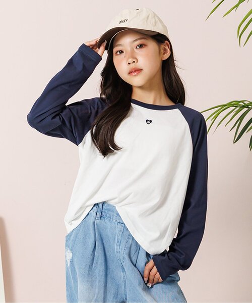 algy（アルジー）の「ラグランワンポイントロンT（Tシャツ/カットソー・キッズ・ネイビー/レッド/ブラウン/ブラック・MEDIUM/X-SMALL/XX-SMALL/SMALL）」の3枚目の写真