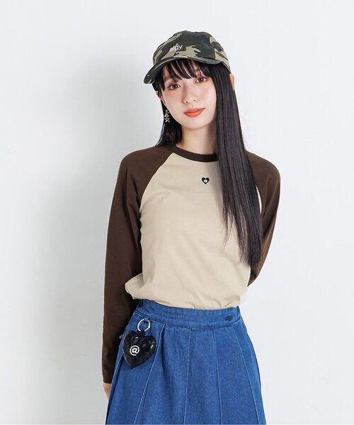 algy（アルジー）の「ラグランワンポイントロンT（Tシャツ/カットソー・キッズ・ネイビー/レッド/ブラウン/ブラック・MEDIUM/X-SMALL/XX-SMALL/SMALL）」の2枚目の写真