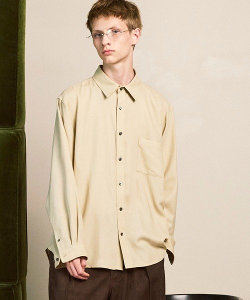 MAISON SPECIAL(メゾンスペシャル)の「《UNISEX》Wool Like Regular-Over Shirt/ウールライクレギュラーオーバーシャツ【MAISON SPECIAL/メゾンスペシャル】(シャツ/ブラウス・メンズ・グレー/ブラック/ベージュ/ブラウン/グレイッシュベージュ・1/2/0)」の4枚目の写真