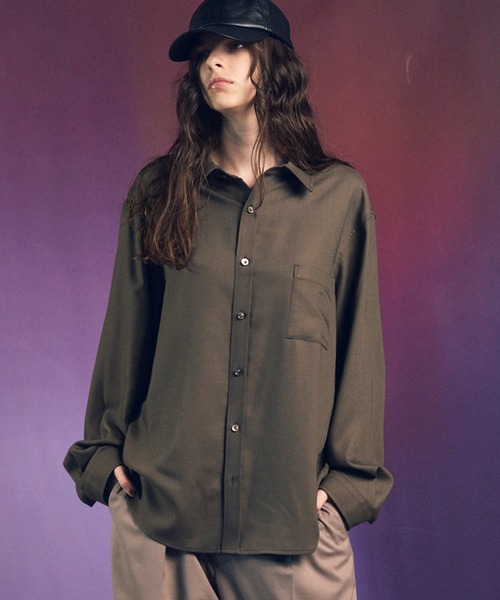 MAISON SPECIAL(メゾンスペシャル)の「《UNISEX》Wool Like Regular-Over Shirt/ウールライクレギュラーオーバーシャツ【MAISON SPECIAL/メゾンスペシャル】(シャツ/ブラウス・メンズ・グレー/ブラック/ベージュ/ブラウン/グレイッシュベージュ・1/2/0)」の3枚目の写真