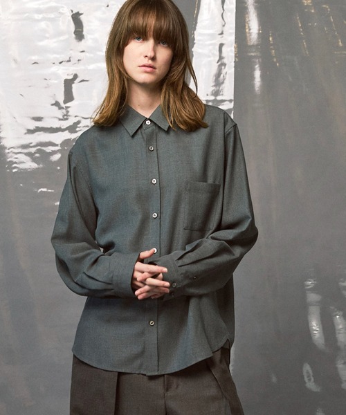 MAISON SPECIAL(メゾンスペシャル)の「《UNISEX》Wool Like Regular-Over Shirt/ウールライクレギュラーオーバーシャツ【MAISON SPECIAL/メゾンスペシャル】(シャツ/ブラウス・メンズ・グレー/ブラック/ベージュ/ブラウン/グレイッシュベージュ・1/2/0)」の2枚目の写真