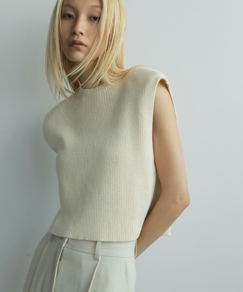 anuke（アンヌーク）の「Padin Knit Tanktop（タンクトップ・レディース・ブラウン/アイボリー・FREE）」の2枚目の写真