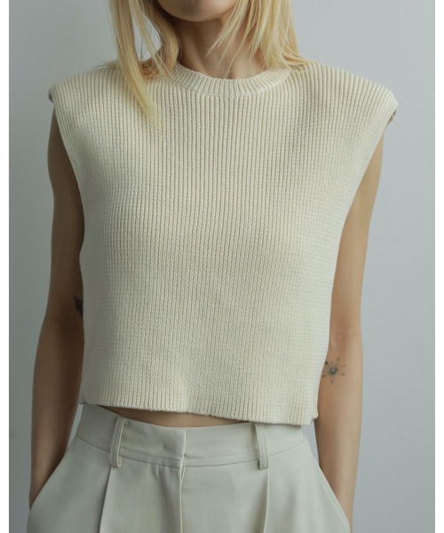anuke（アンヌーク）の「Padin Knit Tanktop（タンクトップ・レディース・ブラウン/アイボリー・FREE）」の4枚目の写真