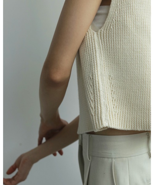 anuke（アンヌーク）の「Padin Knit Tanktop（タンクトップ・レディース・ブラウン/アイボリー・FREE）」の6枚目の写真