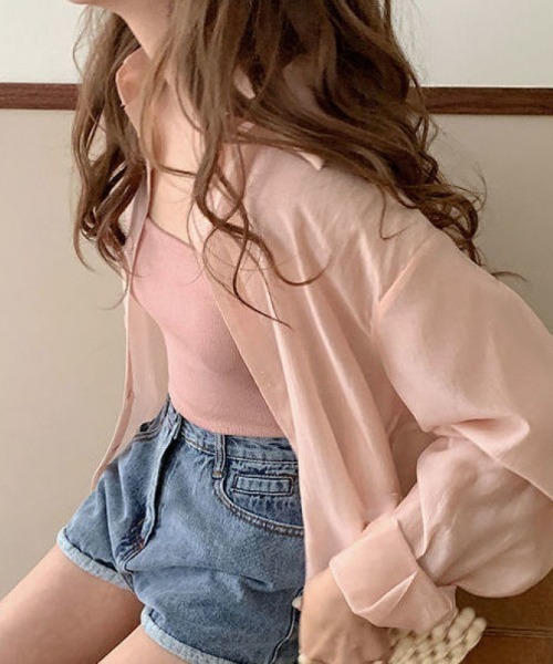 cammie(キャミー)の「バックオープンシアーブラウス(シャツ/ブラウス・レディース・ピンク/ライトブルー/オフホワイト・MEDIUM/LARGE)」の9枚目の写真