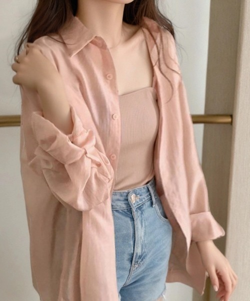 cammie(キャミー)の「バックオープンシアーブラウス(シャツ/ブラウス・レディース・ピンク/ライトブルー/オフホワイト・MEDIUM/LARGE)」の13枚目の写真
