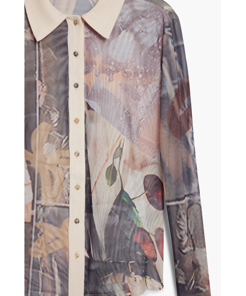 Desigual(デシグアル)の「アートプリントシフォンシャツ長袖リブ襟カフス(Tシャツ/カットソー・レディース・ブラウン・S/XL/L/M/XS)」の4枚目の写真