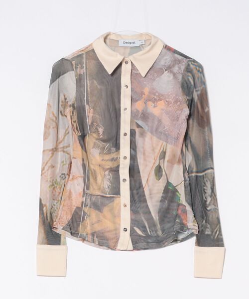 Desigual(デシグアル)の「アートプリントシフォンシャツ長袖リブ襟カフス(Tシャツ/カットソー・レディース・ブラウン・S/XL/L/M/XS)」の6枚目の写真