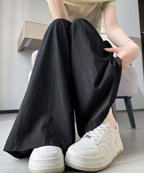 gossip!ロサンゼルス(ゴシップロサンゼルス)の「レースリボン紐付き ナチュラルシワ素材 ハイウエストワイドロングパンツ レディース(その他パンツ・レディース・ブラック/ホワイト/ネイビー・S/M)」の22枚目の写真