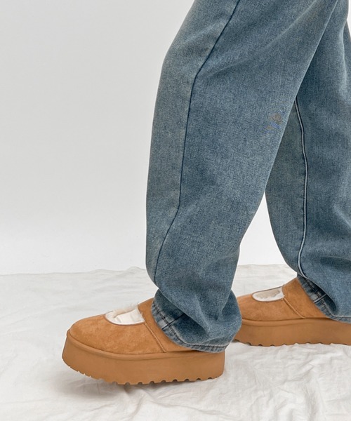 Shoes in Closet（シューズインクローゼット）の「軽量厚底 もこもこファー メリージェーン ムートン スリッポン 6465（スリッポン・レディース・キャメル/ライトベージュ・S/M/L/LL）」の10枚目の写真