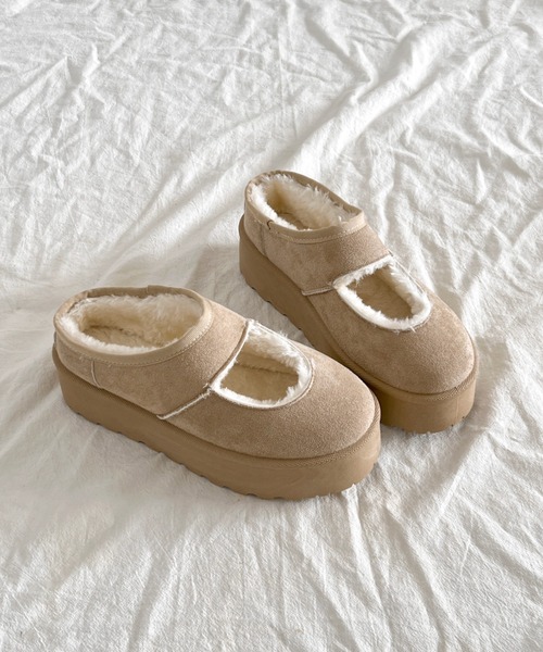 Shoes in Closet（シューズインクローゼット）の「軽量厚底 もこもこファー メリージェーン ムートン スリッポン 6465（スリッポン・レディース・キャメル/ライトベージュ・S/M/L/LL）」の21枚目の写真