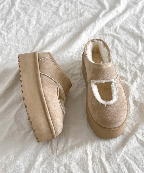 Shoes in Closet（シューズインクローゼット）の「軽量厚底 もこもこファー メリージェーン ムートン スリッポン 6465（スリッポン・レディース・キャメル/ライトベージュ・S/M/L/LL）」の22枚目の写真