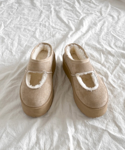 Shoes in Closet（シューズインクローゼット）の「軽量厚底 もこもこファー メリージェーン ムートン スリッポン 6465（スリッポン・レディース・キャメル/ライトベージュ・S/M/L/LL）」の20枚目の写真