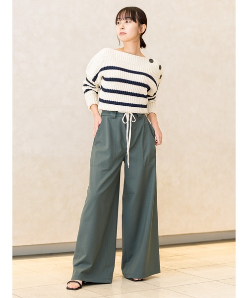 Banana Republic(バナナリパブリック)の「ハイライズ ワイドレッグ イタリアンウール パンツ(その他パンツ・レディース・ブラック/ブルー/ライトグレー・0/8/6/4/2)」の8枚目の写真