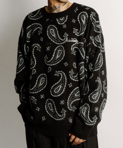 Subciety(サブサエティ)の「Patterned knit(ニット/セーター・メンズ・ブラウン/ブラック/カモフラージュ/ブラック系その他/グレー・X-LARGE/LARGE/MEDIUM)」の2枚目の写真