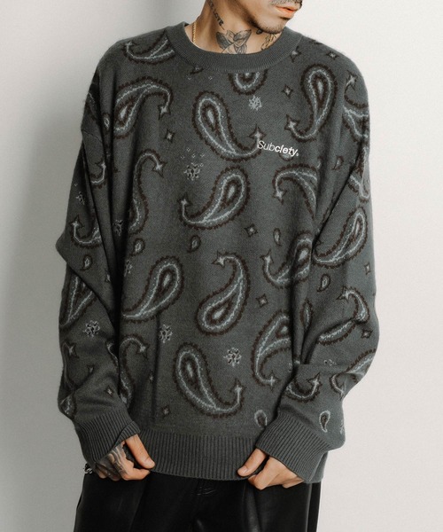 Subciety(サブサエティ)の「Patterned knit(ニット/セーター・メンズ・ブラウン/ブラック/カモフラージュ/ブラック系その他/グレー・X-LARGE/LARGE/MEDIUM)」の22枚目の写真