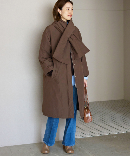 ストール付き/WEB限定》中綿ストール付きノーカラーコート（その他