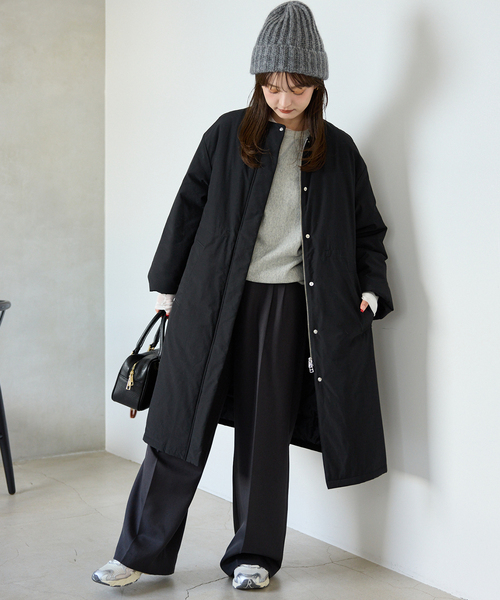 SLOBE IENA（スローブイエナ）の「《ストール付き/WEB限定》中綿ストール付きノーカラーコート（その他アウター・レディース・ブラック/ブラウン・38/36）」の9枚目の写真