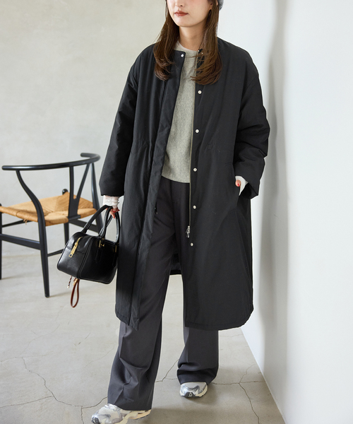 SLOBE IENA（スローブイエナ）の「《ストール付き/WEB限定》中綿ストール付きノーカラーコート（その他アウター・レディース・ブラック/ブラウン・38/36）」の11枚目の写真