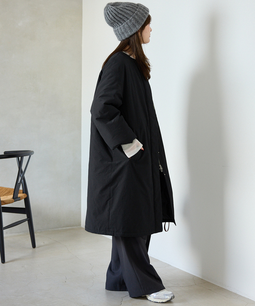 SLOBE IENA（スローブイエナ）の「《ストール付き/WEB限定》中綿ストール付きノーカラーコート（その他アウター・レディース・ブラック/ブラウン・38/36）」の12枚目の写真