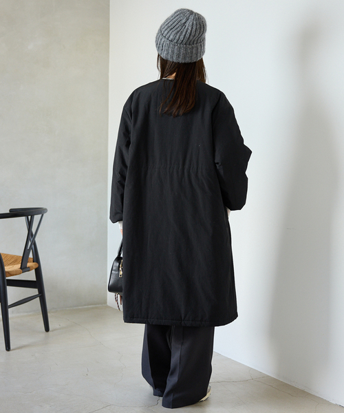 SLOBE IENA（スローブイエナ）の「《ストール付き/WEB限定》中綿ストール付きノーカラーコート（その他アウター・レディース・ブラック/ブラウン・38/36）」の13枚目の写真