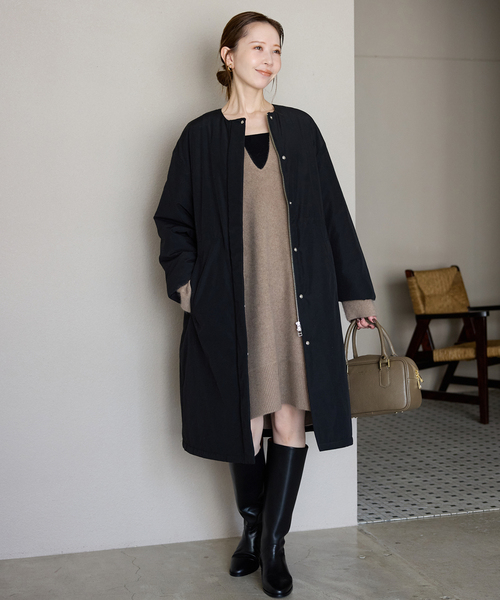 SLOBE IENA（スローブイエナ）の「《ストール付き/WEB限定》中綿ストール付きノーカラーコート（その他アウター・レディース・ブラック/ブラウン・38/36）」の15枚目の写真