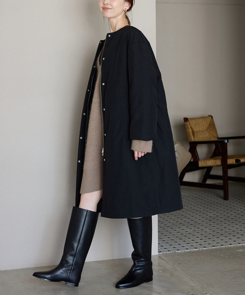 SLOBE IENA（スローブイエナ）の「《ストール付き/WEB限定》中綿ストール付きノーカラーコート（その他アウター・レディース・ブラック/ブラウン・38/36）」の16枚目の写真